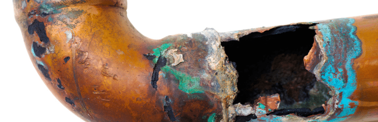 Plumbing: Corroded Damaged Water Line