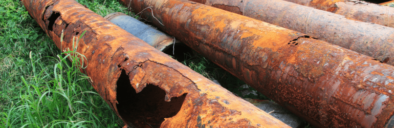 Old rusty iron pipes