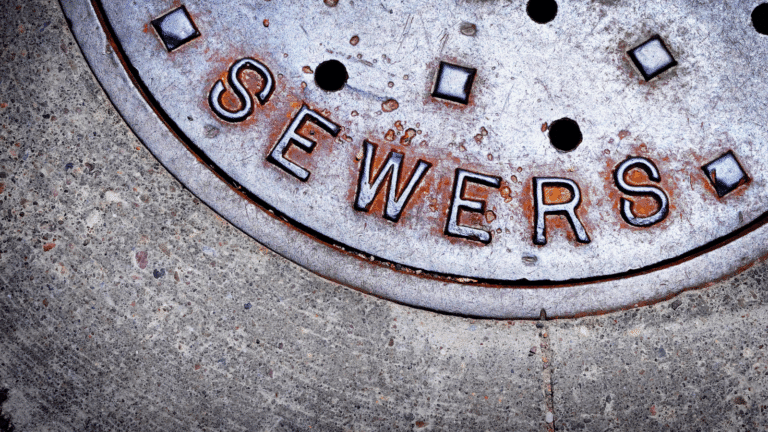 Sewer cover with the text sewer