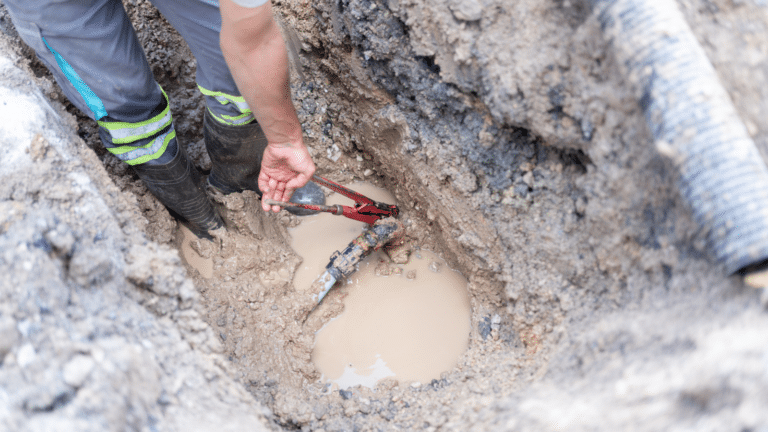 Repairing A Broken Underground Water Pipe In Septic Field